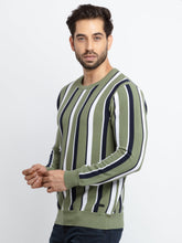 Mens Striped High Neck Sweater